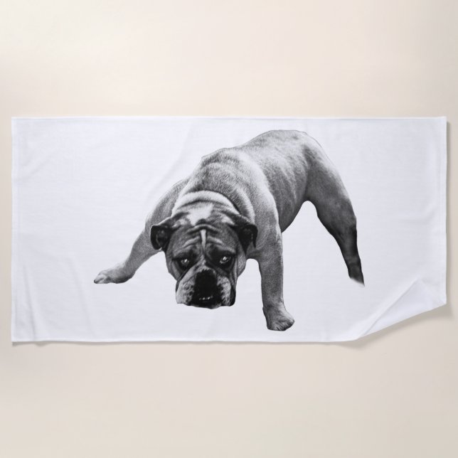 Bulldog By The Water Beach Towel (Front)