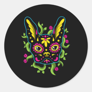Bulldog Calavera Dia De Los Muertos Dogs Classic Round Sticker