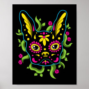 Bulldog Calavera Dia De Los Muertos Dogs Poster