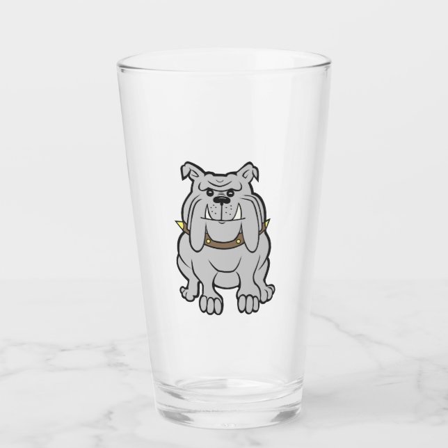 bulldog cartoon glass (Front)