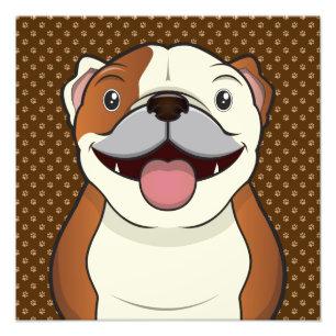 Bulldog Cartoon Paws Photo Print
