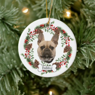 Bulldog Ceramic Tree Decoration