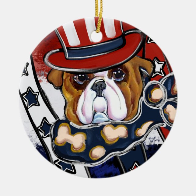 Bulldog            ceramic tree decoration (Front)