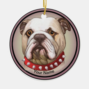 Bulldog  ceramic tree decoration