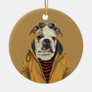 Bulldog  ceramic tree decoration