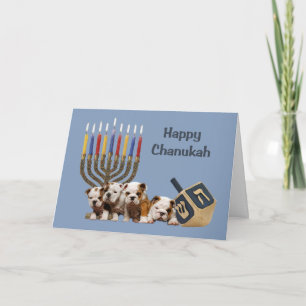 Bulldog Chanukah Card Menorah Dreidel2