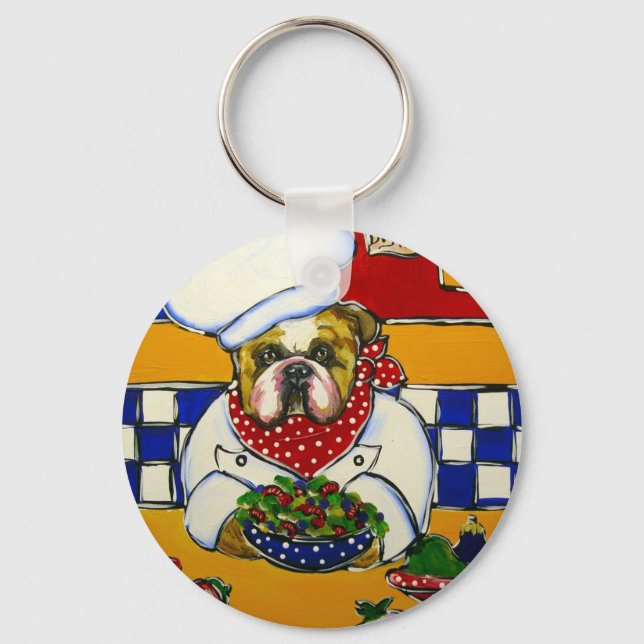 Bulldog Chef Key Ring (Front)