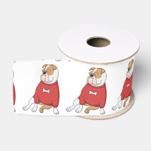 bulldog chillin in sweater cartoon grosgrain ribbon