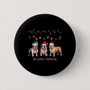 Bulldog Christmas3  6 Cm Round Badge