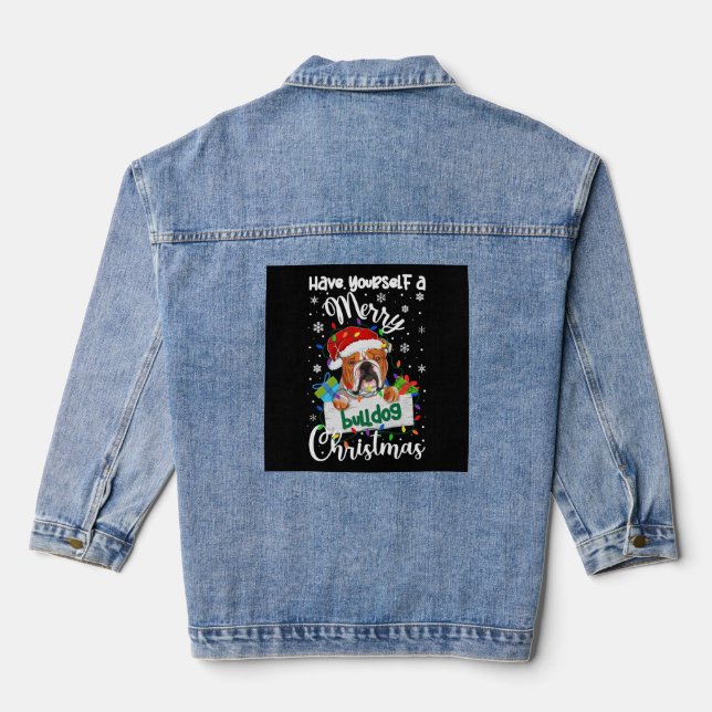 Bulldog Christmas Bulldog Xmas Gifts Bulldog Lover Denim Jacket (Back)