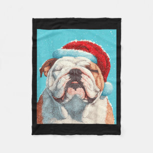 Bulldog Christmas Design  Fleece Blanket