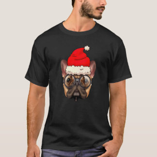 Bulldog Christmas Dog Santa Hat Xmas Boys Kids Gir T-Shirt