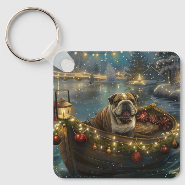 Bulldog Christmas Festive Voyage Key Ring (Front)
