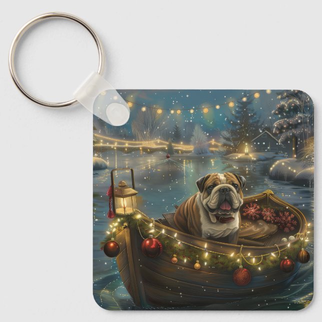 Bulldog Christmas Festive Voyage Key Ring (Front)