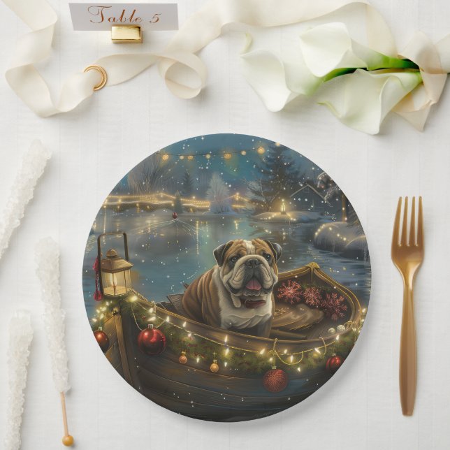 Bulldog Christmas Festive Voyage Paper Plate (Wedding)