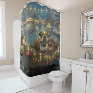 Bulldog Christmas Festive Voyage Shower Curtain