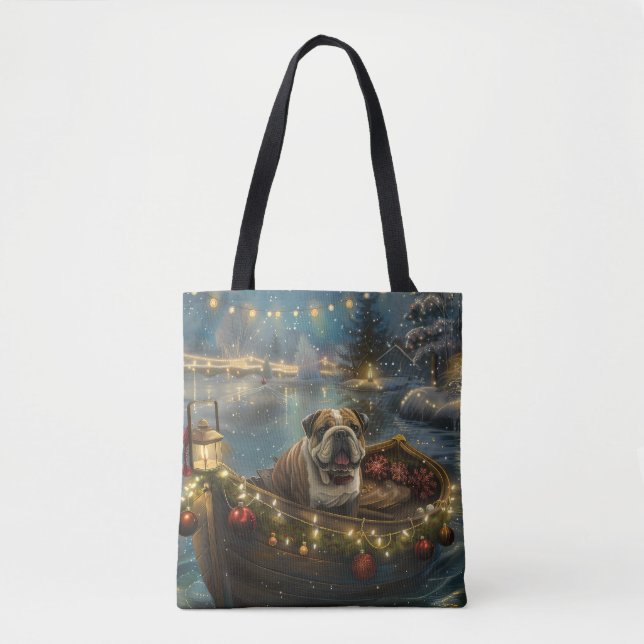 Bulldog Christmas Festive Voyage Tote Bag (Front)