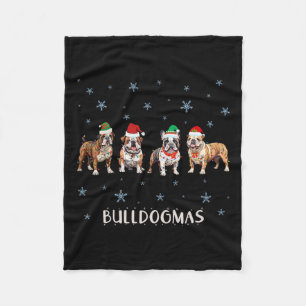 Bulldog Christmas  Fleece Blanket