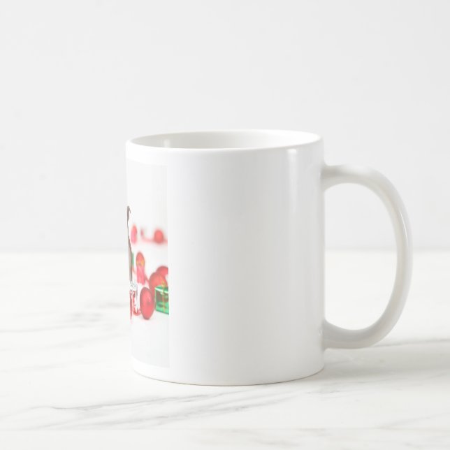 Bulldog Christmas Gift Box Ornaments Red Santa Hat Coffee Mug (Right)