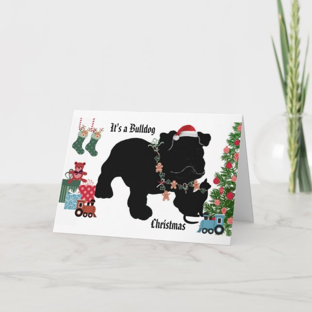 Bulldog Christmas Holiday Card (Front)