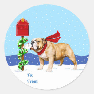 Bulldog Christmas Holiday Mail Gift Tags