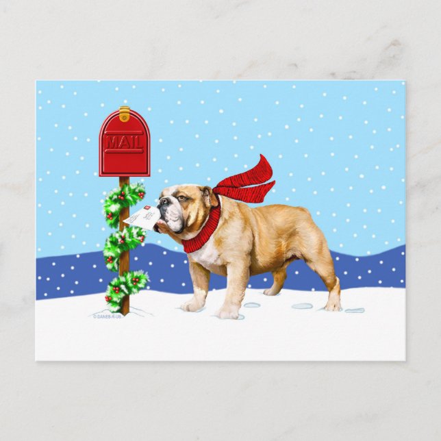 Bulldog Christmas Holiday Mail Postcard (Front)