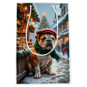 Bulldog Christmas Market Art Medium Gift Bag