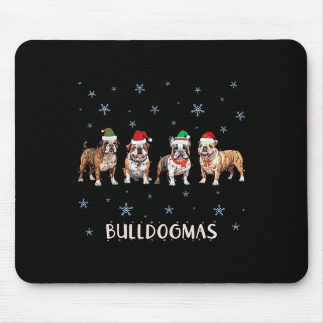 Bulldog Christmas  Mouse Mat (Front)