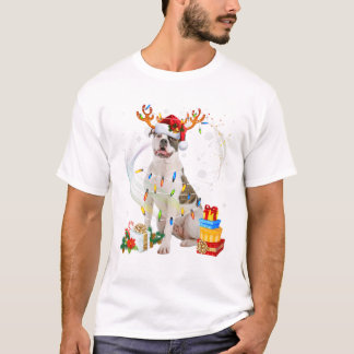 Bulldog Christmas Reindeer T-Shirt