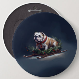 Bulldog Christmas snow winter 6 Cm Round Badge