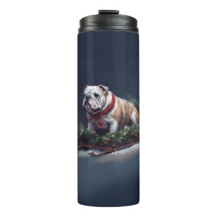 Bulldog Christmas snow winter Thermal Tumbler