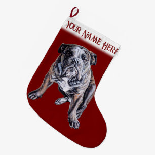 Bulldog Christmas Stocking Personalised Dog Gifts