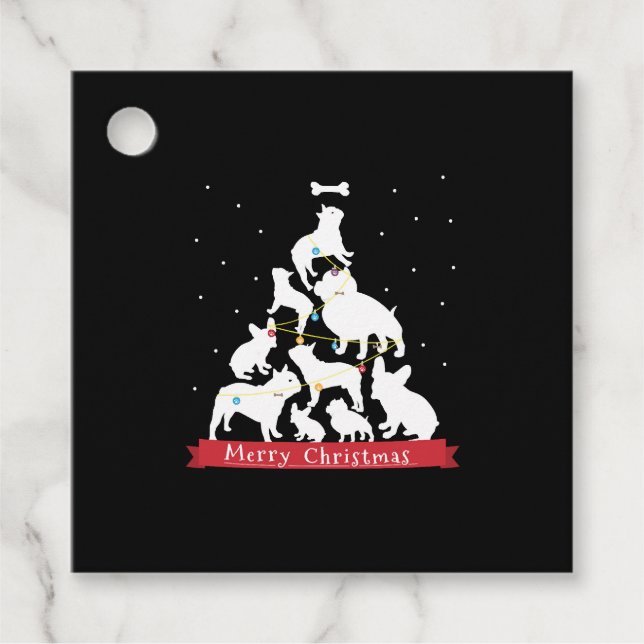 Bulldog Christmas Tree Favour Tags (Front)
