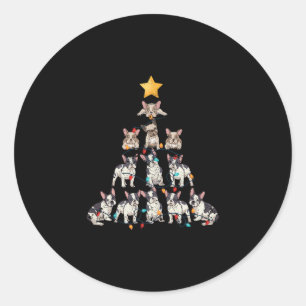 Bulldog Christmas Tree Frenchie Dog Xmas Pjs Pajam Classic Round Sticker