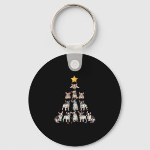 Bulldog Christmas Tree Frenchie Dog Xmas Pjs Pajam Key Ring
