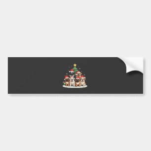 Bulldog Christmas Tree Santa Hat Puppy Lovers Bumper Sticker