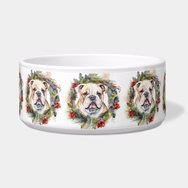 Bulldog Christmas Wreath Festive Pup  (Front)