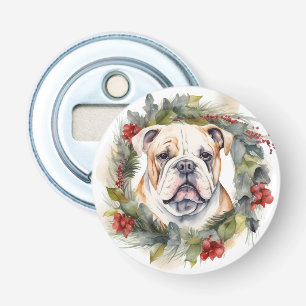 Bulldog Christmas Wreath Festive Pup Bottle Opener