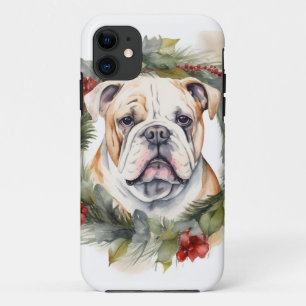 Bulldog Christmas Wreath Festive Pup iPhone 11 Case