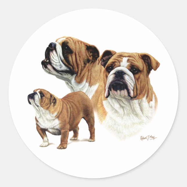 Bulldog Classic Round Sticker (Front)