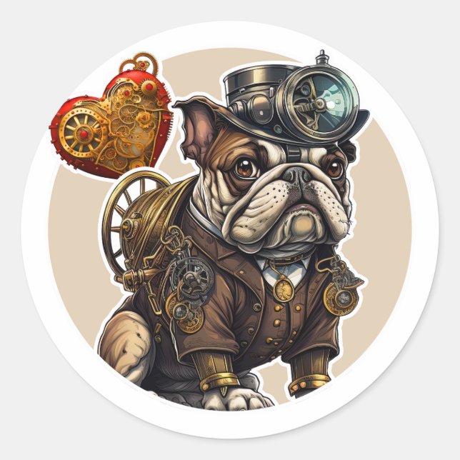 Bulldog Classic Round Sticker (Front)