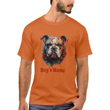 Bulldog Colour Portrait Silhouette T-Shirt