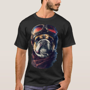 Bulldog Cool Pilot Goggles English Bulldog Dog T-Shirt