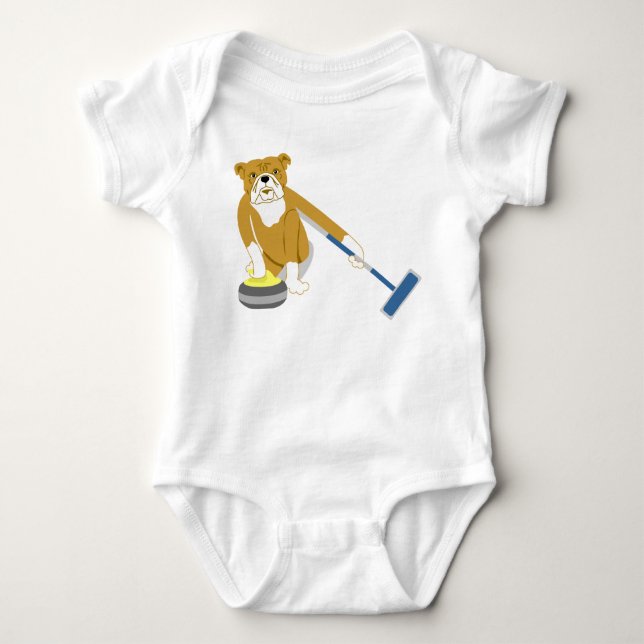 Bulldog Curling Baby Bodysuit (Front)