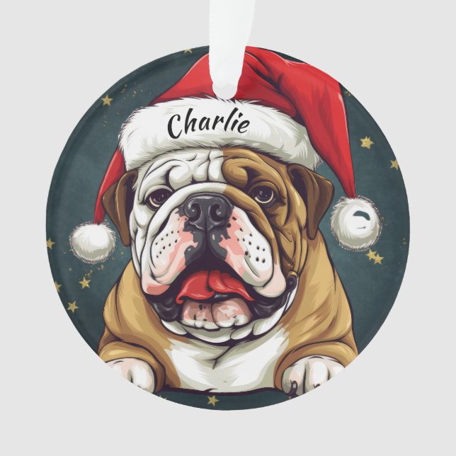 Bulldog Custom Christmas Ornament (Front)