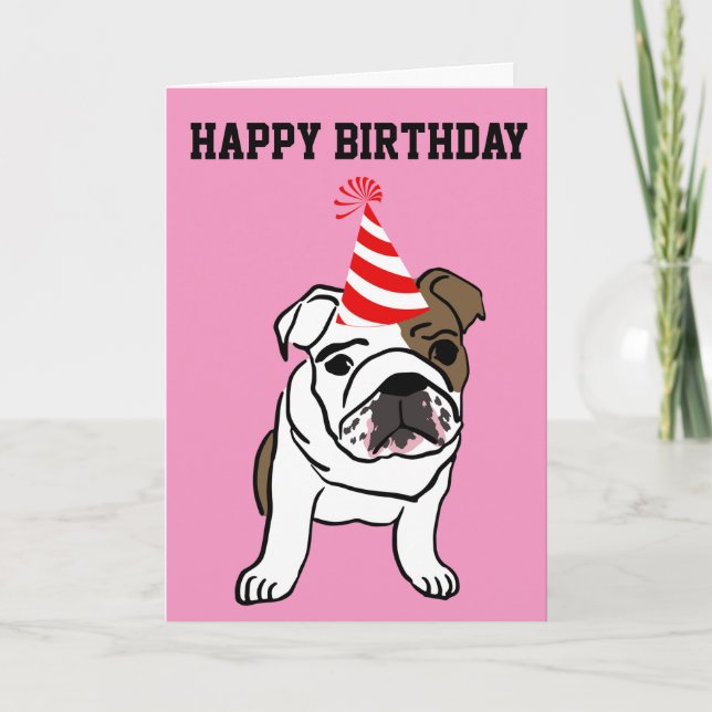 BULLDOG CUTE FUNNY BIRTHDAY CARD (Front)