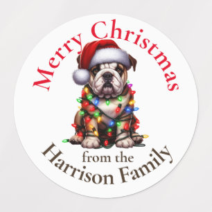 Bulldog Cute Pet Watercolor Christmas Wishes