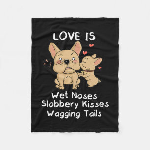 Bulldog Dad And Son Kisses Love My Dog Saying Quot Fleece Blanket