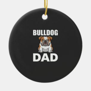 Bulldog Dad Cartoon Dog Lover Ceramic Tree Decoration
