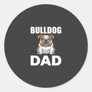 Bulldog Dad Cartoon Dog Lover Classic Round Sticker